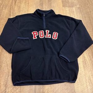 Polo Ralph Lauren Vtg Women’s Spellout Logo 1/4 Zip Fleece Pullover Size XL Flaw